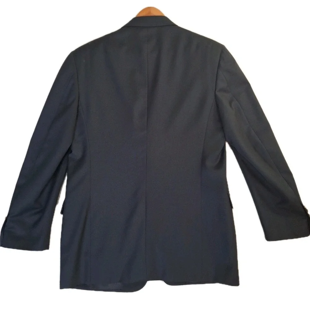 Canali Blazer Mens 52R Black 100% Wool Sport Coat Gold Buttons Made Italy